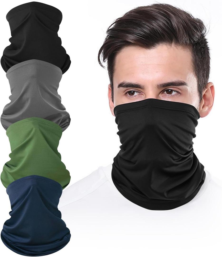 4 Pcs Neck Gaiter Cooling Face Mask Wind-proof Scarf Bandana for Men Women