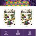 AVOIN colorlife Mardi Gras Garden Flag 12x18 Inch Double Sided Outside, Fleur de Lis Beads Mask Donut Carnival Party Yard Outdoor Flag