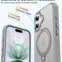 360 Spin Magnetic Stander for iPhone 17 Case [Compatible with Magnetic] [Built-in Kickstand] Mil-Grade Protective, Matte Non-Slip for iPhone 17 Phone Case(Gray)