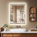 24x32 Inch LED Lighted Bathroom Mirror - Anti-Fog Vanity Mirror with Dimmable Front & Backlit, 3 Color Temp, Smart Memory - Shatterproof HD Glass, IP54 Waterproof Wall Mounted for Makeup Shaving