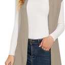 Women's Long Knit Cardigans Ribbed Sleeveless Sweater Casual Outwear Open Front Draped Duster Vest (XXL)