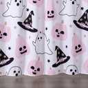 Cute Halloween Fabric Shower Curtain Aesthetic Funky Bathroom Decorations, Colorful Fun Scary Jack Pumpkins Ghost Witch Hats Gothic Halloween Fall Girls Kids Shower Curtain Set with Hooks (72"W x 72"L (Pack of 1), White)