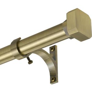 Window Curtain Rods 72 to 144 Inches, 1 Inch Heavy Duty Modern Decorative Telescoping Drapery Rod with Solid Aluminium Alloy Brackets and Square Finials, Length Adjustable, Antique Bronze