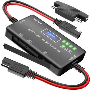 Sunapex MPPT Solar Charge Controller: 12V 10A Charge Controllers for Solar Panels with LCD Display LED Indicate Type-C USB Output - Smart Regulator for RV Boat Car Battery - Supports AGM Gel LiFePO4