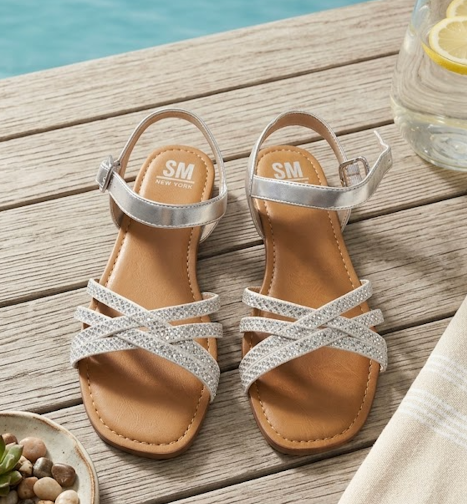 SM NEW YORK SILVER SANDALS SIENNA STYLE SIZE 5
