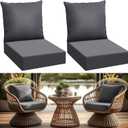 Patelai 2 Set Outdoor Deep Seat Cushions 24x24, 6 Inch Thick Replacement Patio Furniture Cushions with Backs, Washable Cover UV Waterproof & Fade Resistant Chair Pads for Wicker Couch (Dark Gray)