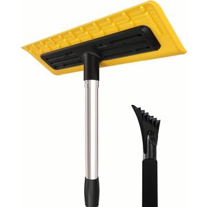 Extra Large 16" Non-Scratch Foam Head, 52" Long Handle Snow Broom with Foam Grip, Snow Brush & Ice Scraper, Winter Car Snow Remover for Car,Truck, SUV Windshields, Winter car Accessories,Yellow