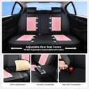 Huidasource Leather Seat Covers Full Set, Front and Rear Car Seat Covers, Full Wrap Automotive Car Seat Cushion Covers Protector Nappa Leather Fit for Most Cars SUV Trucks, Black & Pink