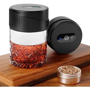 Electric Whiskey Smoker Kit with 6 Flavors Wood Chips, Cocktail Smoker Kit Built-in Lighter, Rechargeable drink smoker kit, Birthday Christmas Anniversary Bourbon Whiskey Gifts for Men, Dad, Husband (Black)
