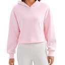 CRZ YOGA SoftAura Cropped Hoodies for Women - Long Sleeve Pullover Basic Workout Casual Hooded Sweatshirts, Small