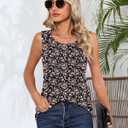 Ficerd Women's Tank Tops Sleeveless Tunic Pleated Crew Neck Blouses Summer Dressy Casual Loose Spring T Shirts (Black, L)