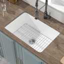 Undermount Kitchen Sink White 27 x 19 Inch,10" High Top Mount Fireclay Sink Drop In Single Bowl, Dual Mount, with Accessory 2 Types, Pure White, for Kitchen & Laundry