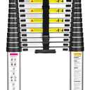 15.5 Ft Telescoping Ladder, SocTone Aluminum with Non-Slip Feet, 330lbs Max Capacity, Collapsible Ladder with Hooks for RV or Outdoor Work