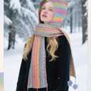 Coopay Crochet Kit for Beginners, Crochet Kits for Adults - 4 Basic Stitches to Complete Hooded Scarf, Perfect for Crocheting Hooded Scarf with Step-by-Step Instructions & 5 Yarns (Rainbow)