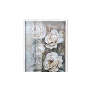 White Rose Canvas Wall Art, 25 x 37 inch Frameless Textured Poster, Modern Floral Art Print for Living Room, Bedroom, Kitchen, Bathroom