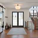 Semi Flush Mount Ceiling Light, 3 Light Linen Drum Light Fixture