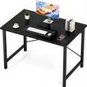Sweetcrispy Small Computer Desk, 40" Office Writing Desk with Metal Frame & Wooden Top, X-Shaped Reinforcement, Student Study Workstation for Home Bedroom, Black