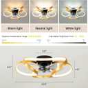 Ceiling Fan with Light Low Profile with APP Remote 6 Speeds 3 Colors 20.5 Dimmable Small Flush Mount Bladeless Modern Reversible Geometric Fandelier for Living Room Bedroom Kitchen, Gold