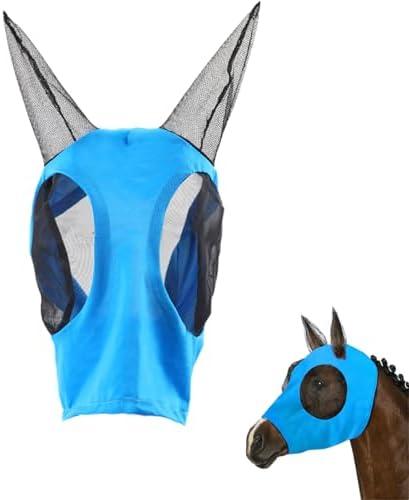 Horse Mask Fly Masks for Horses with Ears Breathable Elastic Fabric for Medium/Large Size Adult Horses