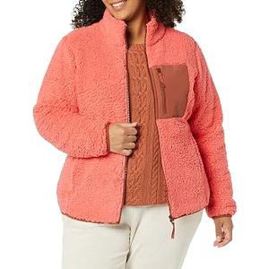 Amazon Essentials Women's Sherpa Long-Sleeve Mock Neck Full-Zip Jacket with Woven Trim Size XXL