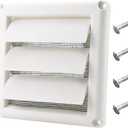 Funmit 4" Dryer Vent Cover for Exterior Wall Vent Hood Outlet Airflow Vent Dryer Air Vent with Screen Includes 4 Screw for Easy Installation (White) (4 inch, White-plastic)