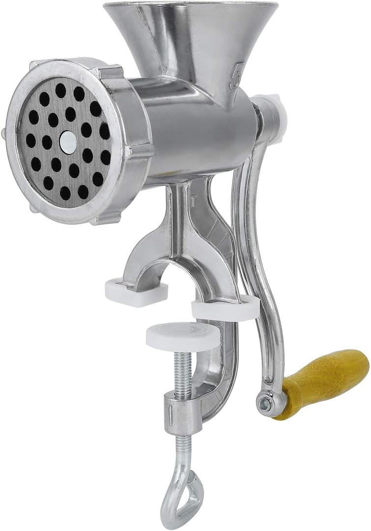 Manual Meat Grinder, Multifunctional Heavy Duty Meat Mincer Sausage Stuffer, Hand Crank Food Grinding Machine with Tabletop Clamp, Dish Washer, for Meat, Sausage, Home Use