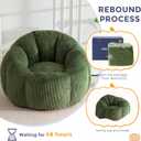 MAXYOYO Giant Bean Bag Chair, Pumpkin-Shaped Bean Bag Sofa, Oversized Boneless Couch Sofa in a Box, Comfy and Lazy Lounge Chair for Dorm, Living Room, Green