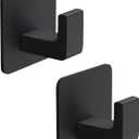 GWAAZXGZ Square Self Adhesive Towel Hooks - 2 Pack Matte Black Metal Hooks, Right-Angle Design for Towels, Robes & Hats, Organize Bathroom, Kitchen, Entryway, Doors, Cabinets on Smooth Surfaces