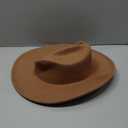 AQOKKA Western Cowboy Hats for Women Classic Felt Wide Brim Fedora Hat with Belt Buckle Retro Panama Hat Unisex Rolled up Cap (1 Pc Fedora Hat : Khaki)