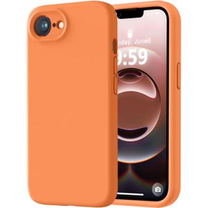 LOVE 3000 Designed for iPhone 16e Case, Premium Silicone with [Soft Anti-Scratch Microfiber Lining] Shockproof Protective Phone Case for Men Women Girls 6.1", Bright Orange
