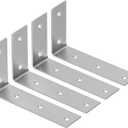 YUMORE Shelf Bracket, 7 Inch L Brackets Heavy Duty, Stainless Steel Shelf Supports Wall Mounted for Floating Shelves, 4 Pack