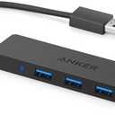 Anker USB Hub 4 Ports with 5Gbps Data Transfer, Multiple USB 3.0 Hub, USB Splitter for Laptop, Extender for A Port Laptop, PC, Desktop and More [Charging Not Supported](0.7 ft USB-A)