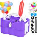 3-in-1 Electric Air Pump for Inflatables and Balloons, Dual Nozzle Inflator Deflator for Pool Floats, Quick-Fill, Save Time (Purple)