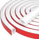 Silicone Weather Stripping Door Seal Self Adhesive Weather Strip Strip D Shaped Weatherstripping Door Insulation for Door/Window (White, 2/5"W x 1/4"T x 33FTL)