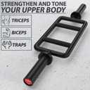 Synergee Tricep Bar 25 lbs for Maximum Gains & Comfort for Extensions, Curls, & Pressing Workouts. Red, Black, Chrome