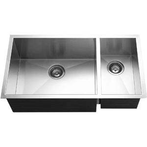 Houzer 33" Stainless Steel Undermount 70/30 Double Bowl Kitchen Sink
Contempo Series, Small Right Bowl, Includes Strainer & Bottom Grids, 10" Deep Sink Basin for Kitchen & Bar