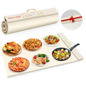 Fokzucyo Food Warming Mat,Full Surface Heat Electric Warming Tray,5 TempSettings Warming Mat for Food,Portable Silicone Food Warmer Mat with Handle,Food Warming Mat for Buffet,Parties,Gatherings