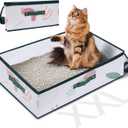 MIU Color Portable Cat Litter Box for Travel with Lid, Extra Extra Large XXL Leak-Proof Collapsible Litter Box Great for Travel Hotel Stays and Road Trip 24x16x8 Inches (Green Plant)