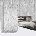4Pcs Faux Stone Wall Panel 43.3''x23.6'',Lava Stone Design, White | PU Stone Wall Panel for Interior Wall Decor, Bedroom, Living Room, Office