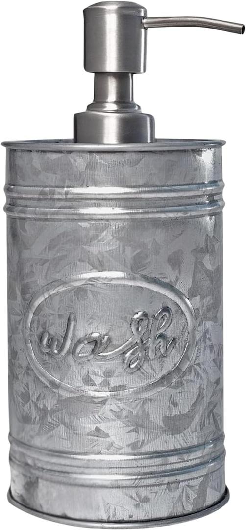 Autumn Alley Galvanized Farmhouse Soap Dispenser Kitchen - Rustic Soap Dispenser for Bathroom - Stainless Steel Pump for Hand Wash, Sanitizer, Lotion, Rustic Bathroom Accessories,17.5 oz, Grey