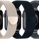 BELONGME 2Pack Mesh Loop Compatible with Apple Watch Bands for Women Men 40mm 41mm 38mm 42mm 44mm 45mm 49mm 46mm Series 11 10 9 8 7 6 5 4 Ultra3 SE3 2, Stainless Steel Metal Magnetic Strap for iWatch