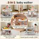 5-in-1 Musical Light Baby Walker, Featuring a Unique Building Block Table Mode, Standing Table, Bouncer, and Stroller Modes. Sturdy Construction with Adjustable Height, Suitable for Babies 6 Months+