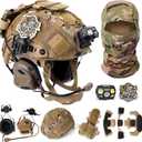 Airsoft Helmet Tactical Helmet with Headset,Mask Mesh,Adjustable Helmet Light for Airsoft Cosplay Military Tactical Gear
