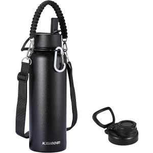 KXIAOCHEN Insulated Water Bottle, Stainless Steel Water Bottle, 2 Lids (Straw and Handle Lid),Wide Mouth Metal Water Bottles Keep Hot and Cold, Double Walled, Thermo Mug, Metal Canteen