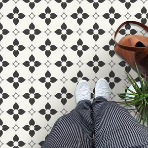 MORCART Peel and Stick Floor Tile Star Waterproof Vinyl Flooring DIY Flooring for Bathroom, Kitchen, Fireplace, Pet House, Stairs, Bedrooms, Wall, Store(20PCS,7.87" x 7.87",Black+White)