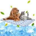 NWK Pet Cooling Mat Ice Silk Mat for Dogs & Cats Portable & Washable Pet Cooling Blanket, Car Seats, Beds for Summer (Large (39'' x 27.5'' x 0.3''), Purple Fish)