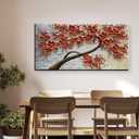 YaSheng Art -Large 3D Textured Framed Abstract Floral Oil Painting ,Wall Art for Living Room,hand painted Canvas Wall Art, Bedroom Wall Art Decor, 3D Red Floral Artwork, Modern Home Wall Decor 60x24inch (YS0012)