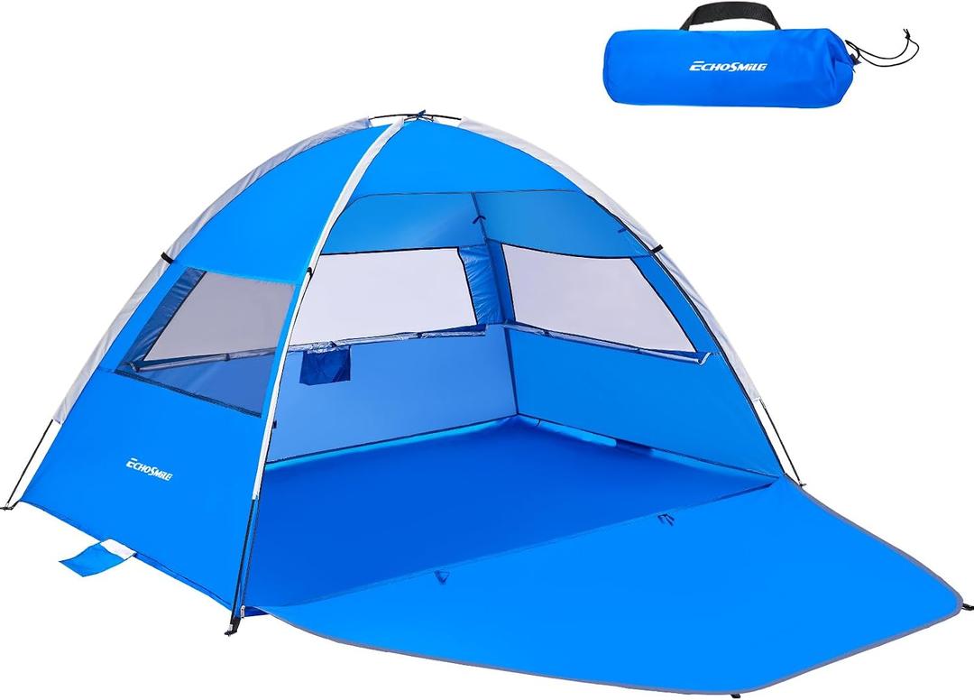 EchoSmile UPF 50+ Beach Tent Sun Shelter for 3 Person, Portable Beach Cabana Tent