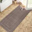 PURRUGS Dirt Trapping Door Mat 32" x 70", Non-Slip/Skid Machine Washable Entryway Rug, Dog Doormat, Super Absorbent Welcome Mat for Muddy Wet Shoes and Paws, Grayish Brown (2'8" x 5'10" (Runner))