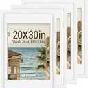 20x30 Poster Frame 4 Pack, 18x24 Mat, White Wood, for Picture